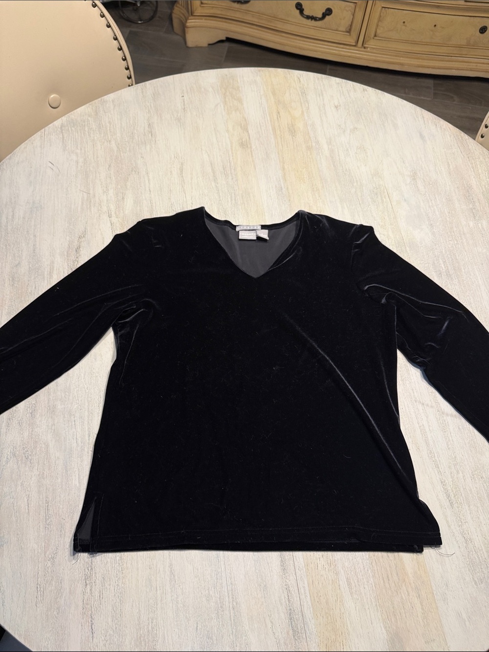 Old Navy Black Velvet V-Neck Long Sleeve Top